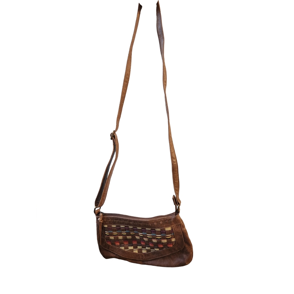 Boho Brown  Crossbody Purse with checkered Design